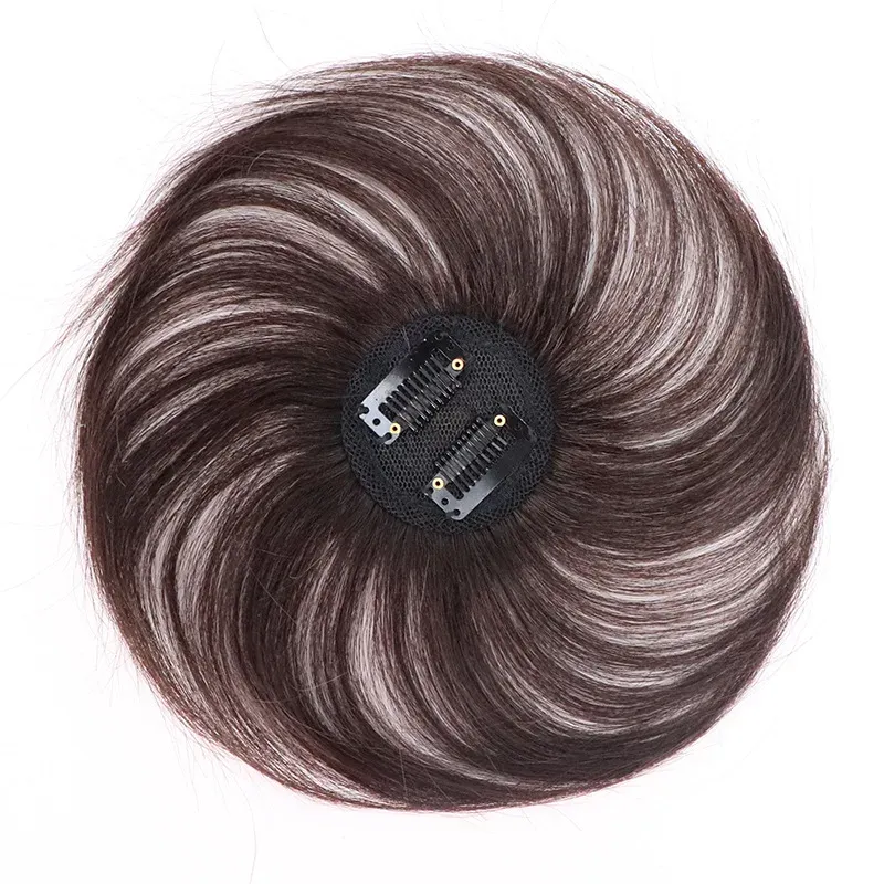 8 Zoll Echthaar-Clip im Topper, glatter Stil, natürliches, realistisches Design_voghion.com