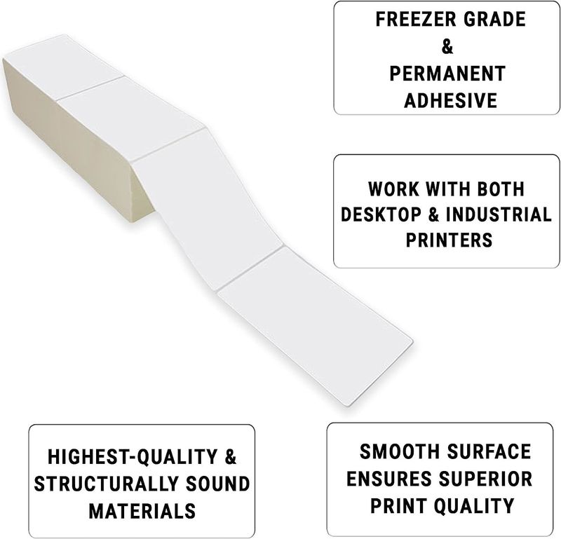 4000 Pack Thermal Transfer Fanfold Labels 4" x 6" Freezer Grade. Perforated Self-Adhesive Rolls. Mailing Postage. Printing Paper. Blank for Shipping; _voghion.com