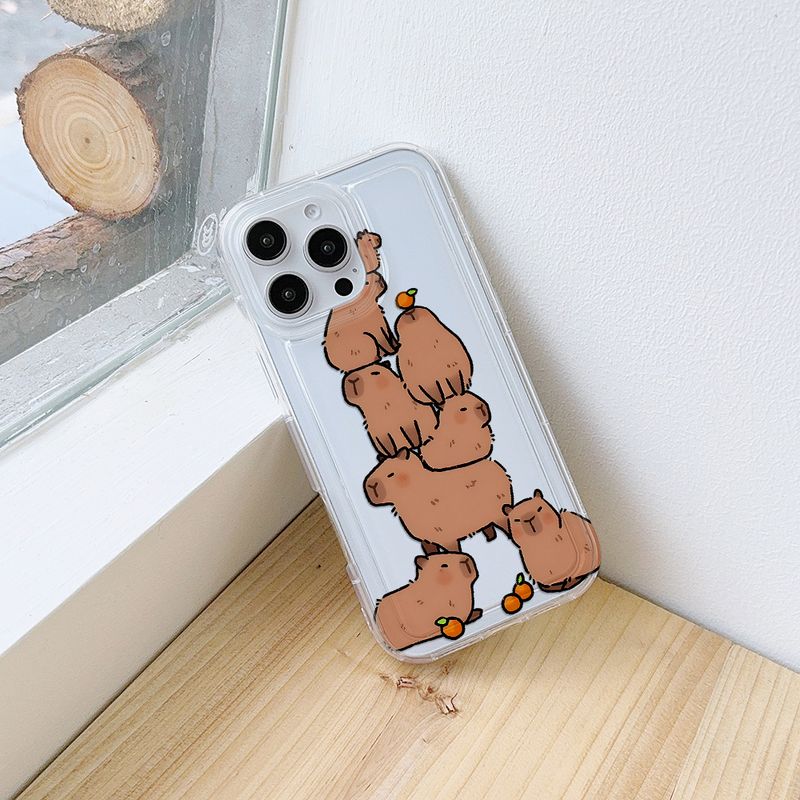 Airbag schokbestendig grappig dier schattige capibara doorzichtig hoesje voor Xiaomi Redmi NOTE 8 9 9A 9C 9T 9S 10 11 12 12C K40 Pro Plus 4G 5G_voghion.com