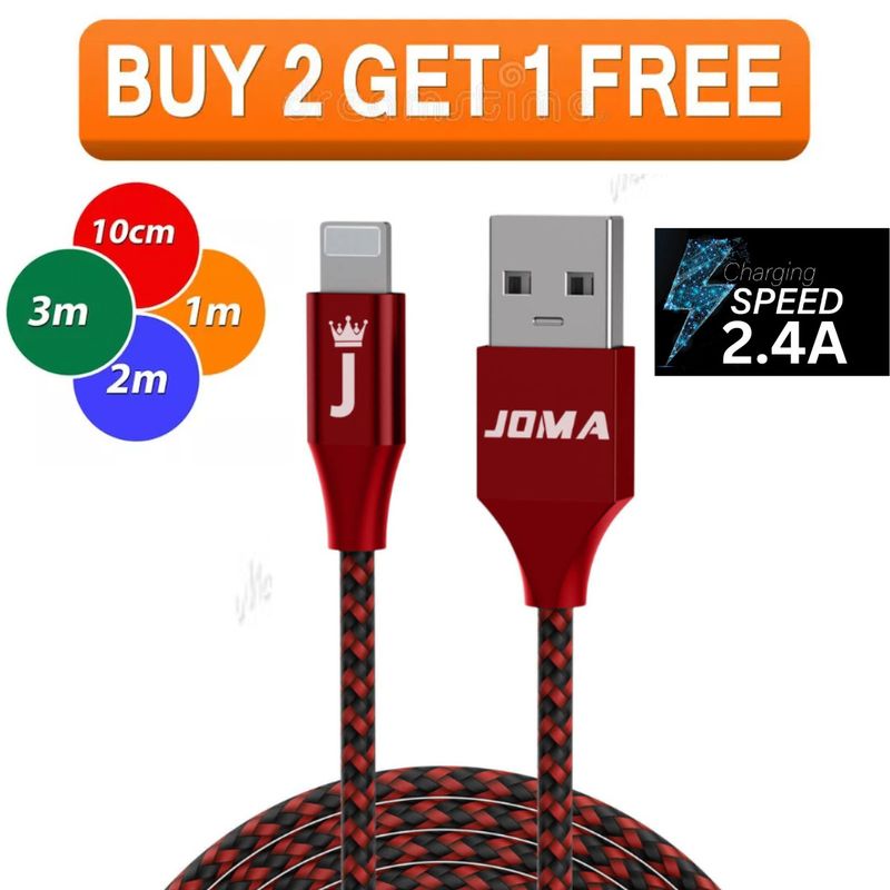 Câble de charge rapide USB tressé robuste et long pour iPhone 14, 13, 12, 11, X, 7, 8_voghion.com