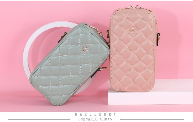 Baellerry Handytasche Damen kariert große Kapazität Kette Crossbody Damentasche modische vertikale Reißverschluss Geldbörse_voghion.com