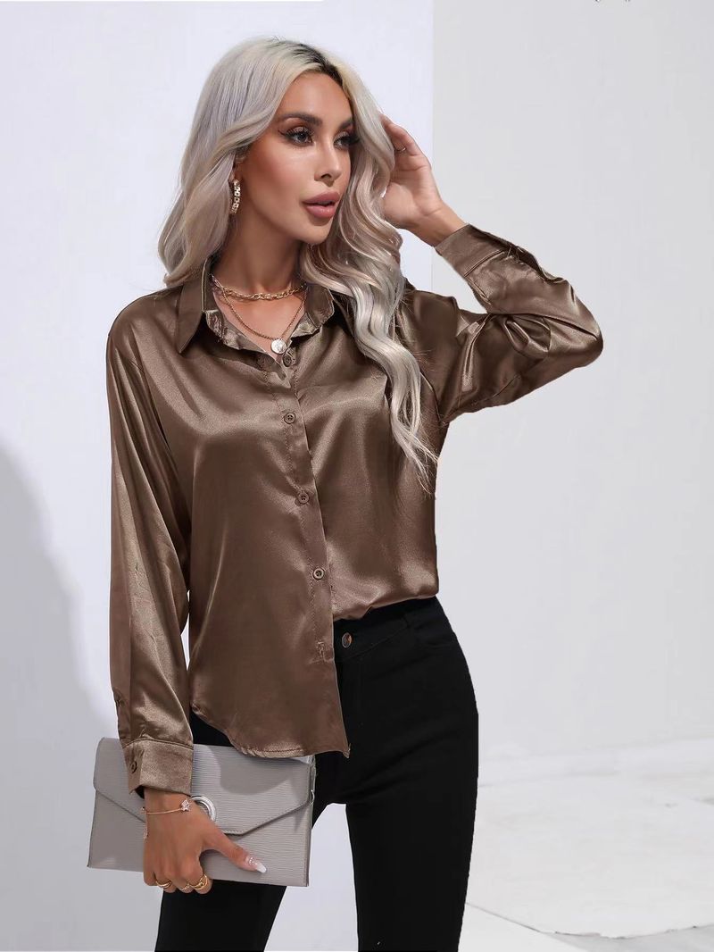 Camicia da donna a maniche lunghe in raso di seta imitazione abbigliamento primaverile ed estivo da donna_voghion.com
