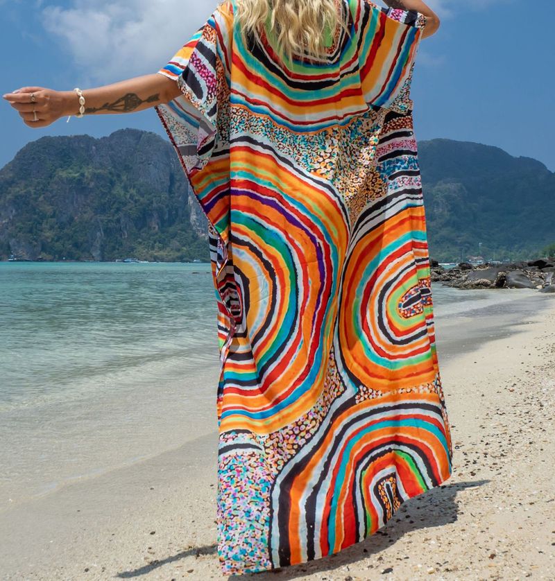 Damenbekleidung Strandüberzug aus Viskose, Urlaubsrobe, Sonnenschutzkleid, lockeres Kleid für Erwachsene_voghion.com