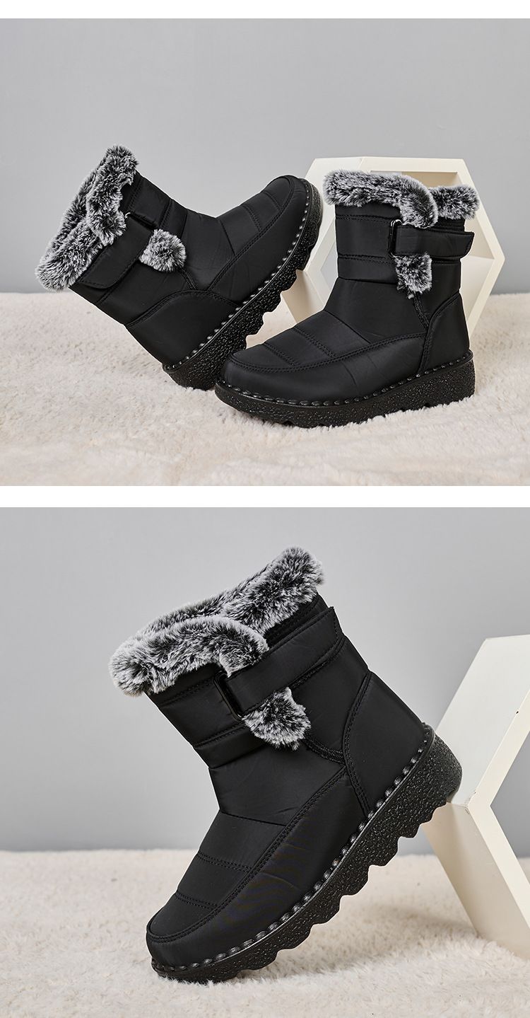Women's Winter Snow Boots With Fleece Lining, Thick High-Top Warm Shoes, Slip-Resistant Sole, Casual Zip-Up Ankle Boots For Women_voghion.com