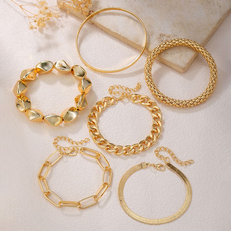Corn NK Chain Personality Bracelet Set Creative Simple Multi Layer Stacking Geometric Bracelet 6 Piece Set_voghion.com