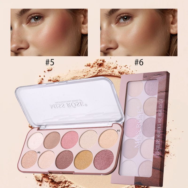 MISSROSE Natural Brightening Rouge Blush Palette Facial Contouring Pearlescent Fine Glitter Highlighter One Piece Palette Makeup_voghion.com