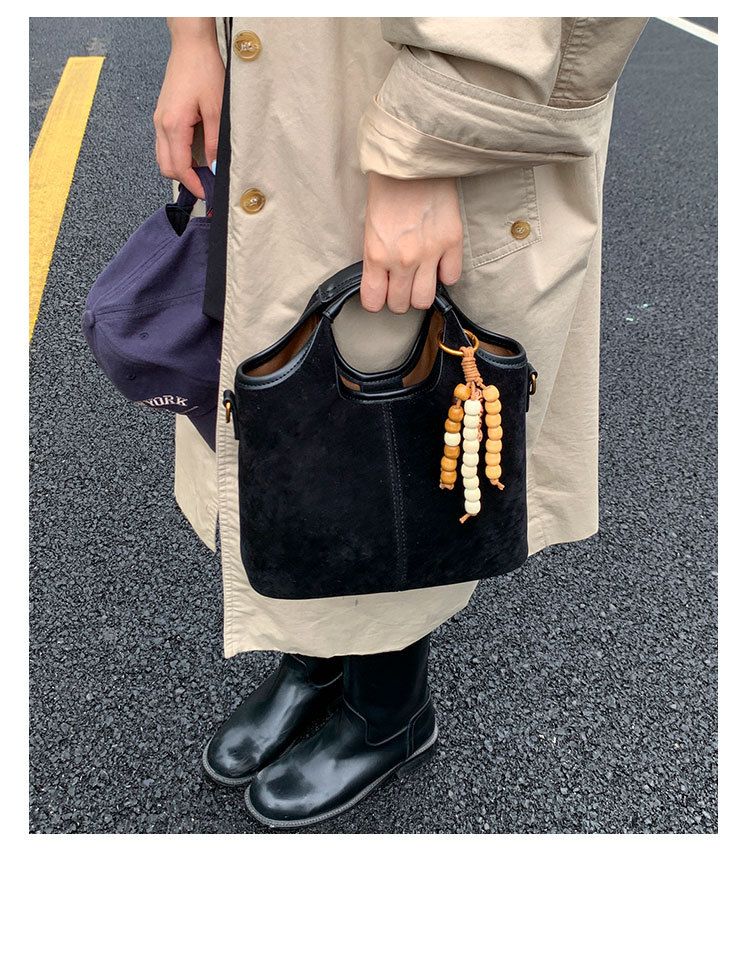 Borsa a secchiello con tracolla singola versatile in pelle scamosciata da donna, nuova moda 2025, borsa a mano Melad_voghion.com