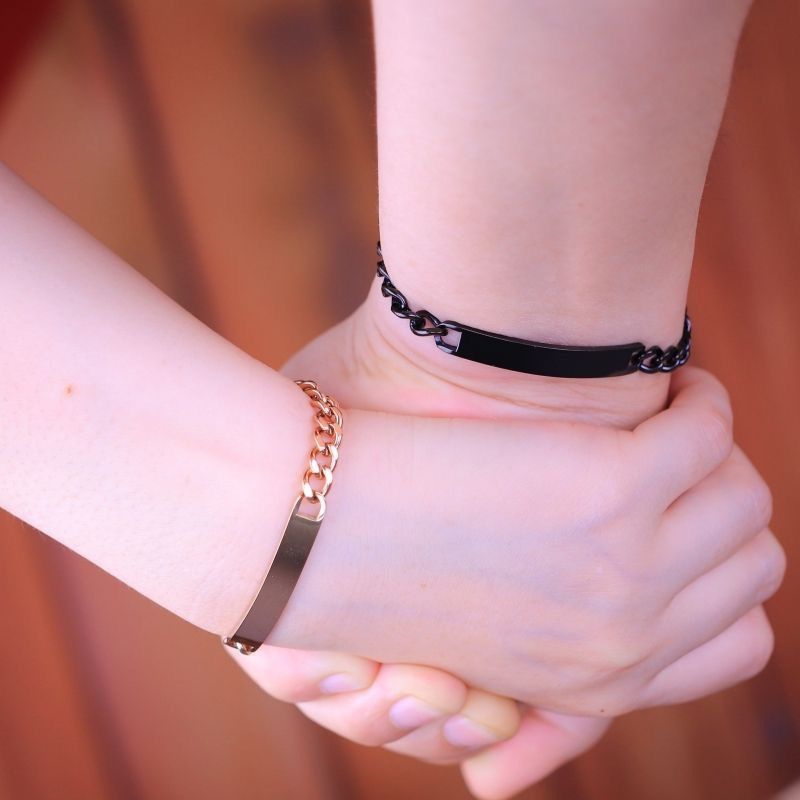 Bracciale in acciaio al titanio con incisione fai da te, per uomo e donna, con catena cubana, stile hip hop, NK Jewelry_voghion.com