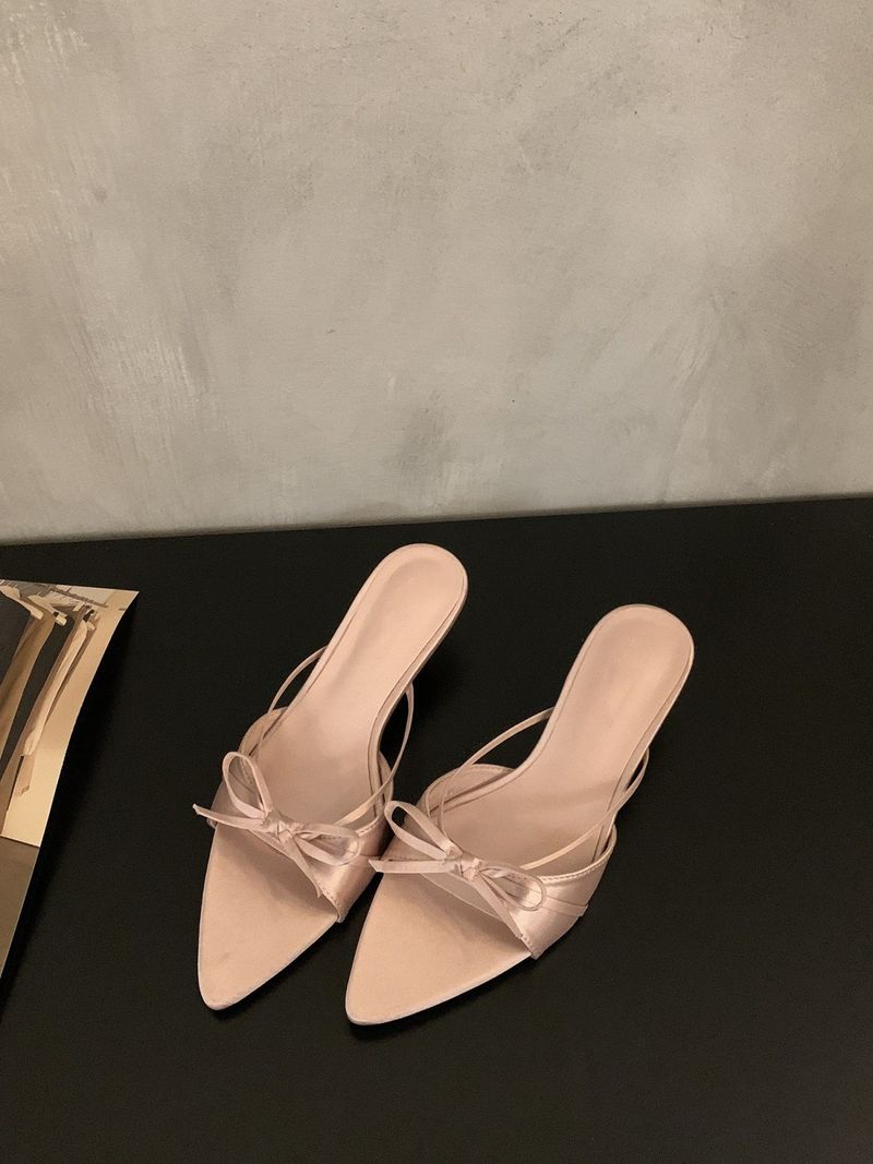 High Heel im französischen Stil mit kleiner Katzenschleife für Damen, 2025 neue Sommermode mit spitzen, offenen Zehensandalen_voghion.com