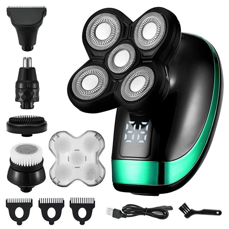 5 IN 1 Electric Shaver Rechargeable Shaving hine for Men Beard Razor Wet-Dry Dual Use Waterproof Fast Charging_voghion.com