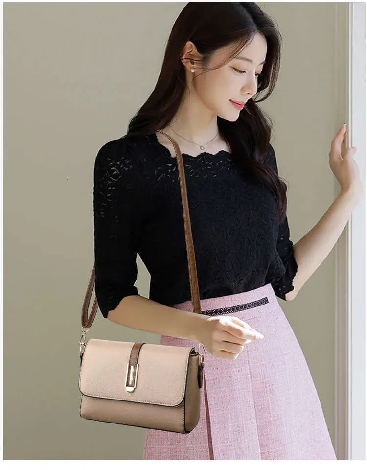 Borsa a tracolla elegante in morbida pelle per donna, con trama semplice, piccola e quadrata, per celebrità di Internet_voghion.com