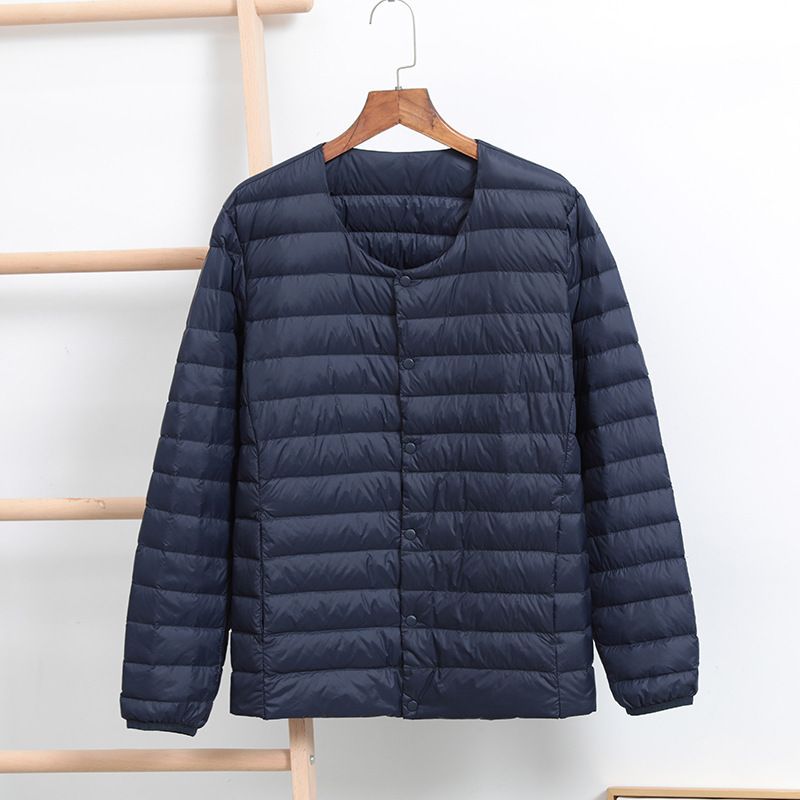 Giacca leggera da uomo senza collo, autunno inverno, calda, strato di base, collo rotondo, sottile, nuova, transfrontaliera_voghion.com