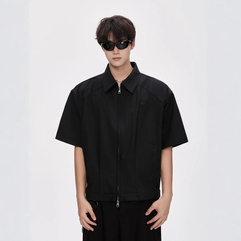 Cleanfit Oversized Double Zier Sleeve Jacket voor heren 2025 zomer nieuwe Amerikaanse stijl korte brede boxy gewatteerde schouder_voghion.com