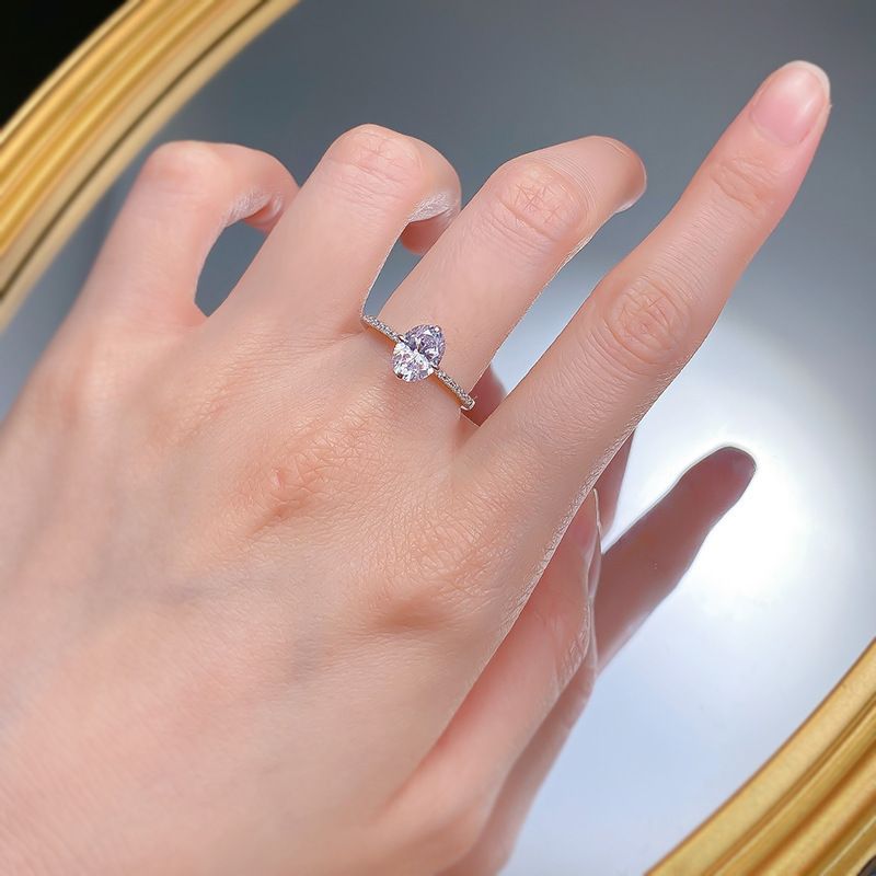 S Pure Silver Instagram Style Minimalist Index Finger Versatile 6 * 8 Oval Women's Diamond Ring Jewelry_voghion.com