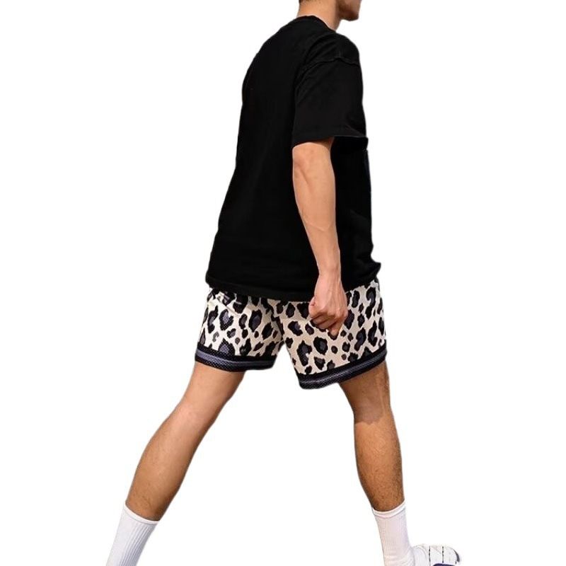 Unbeatable Quality 25 American Men's Sport Leopard Print Quarter Basketball Double-layer Mesh Quick Drying Casual Running Shorts Style_voghion.com