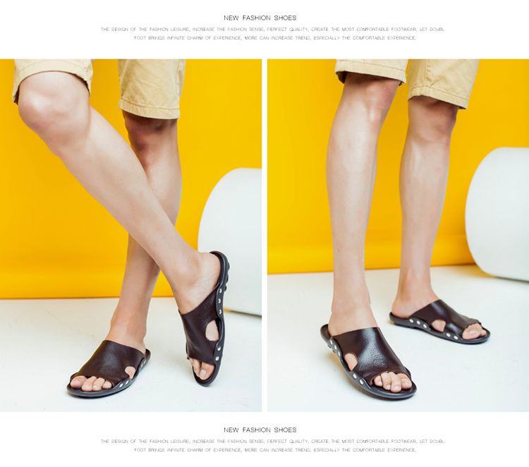 Pantofole da uomo estive in vera pelle alla moda_voghion.com