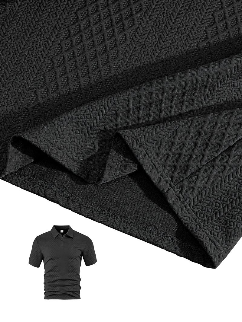 Ropa de verano para hombre, nueva camiseta polo deportiva de manga corta con solapa fina y tejido jacquard para hombre_voghion.com