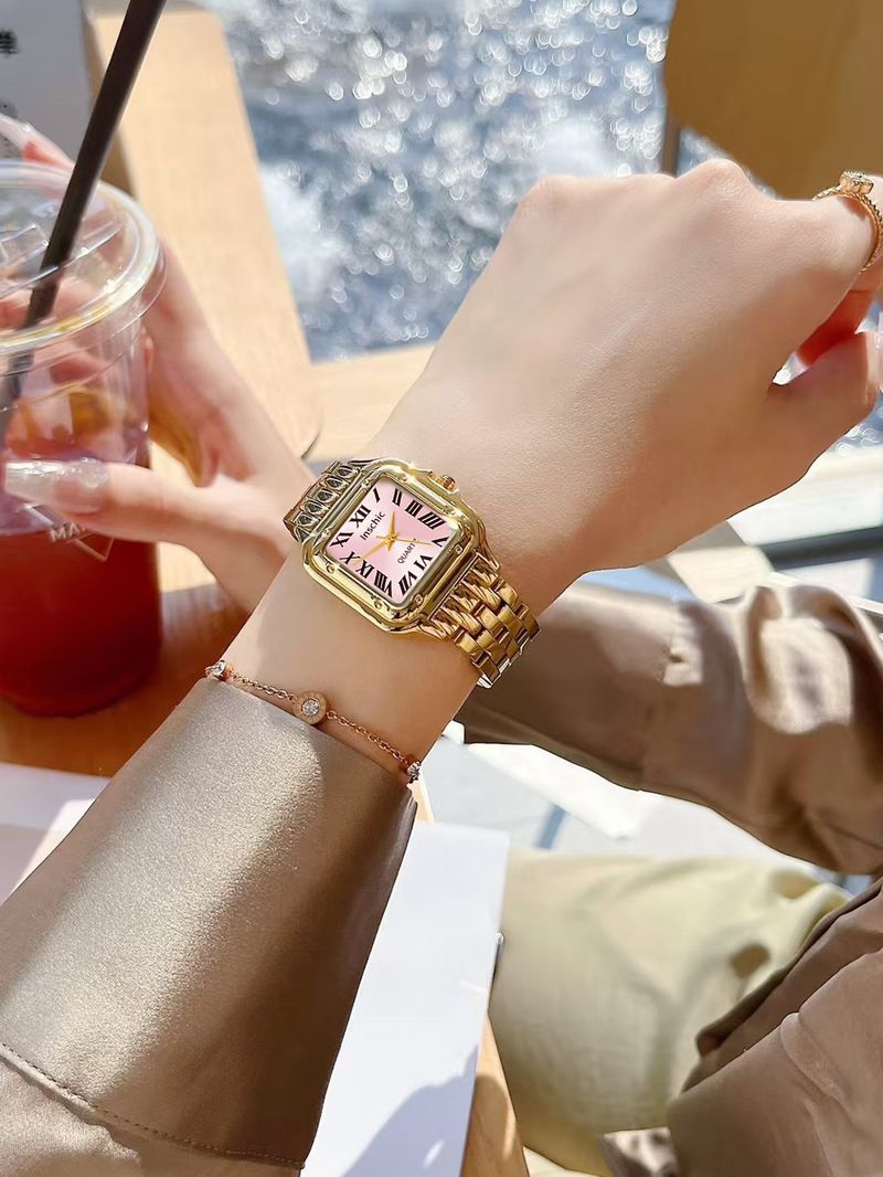 Elegante quadratische Damenuhr – Quarzuhr mit Legierungsgehäuse, wasserdicht und leicht, Business-Casual-Stil_voghion.com