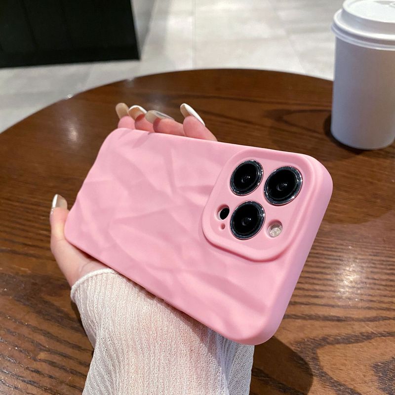 Suitable for iPhone 16PROMAX frosted wrinkled soft case Simple wine red Aple 14PRO protective case_voghion.com