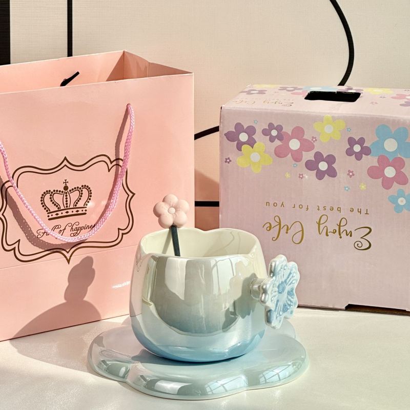 Nordic Style Gradient Coffee Cup And Saucer Exquisite Office Afternoon Tea Mug Women's Practical Gift For Bridesmaids_voghion.com