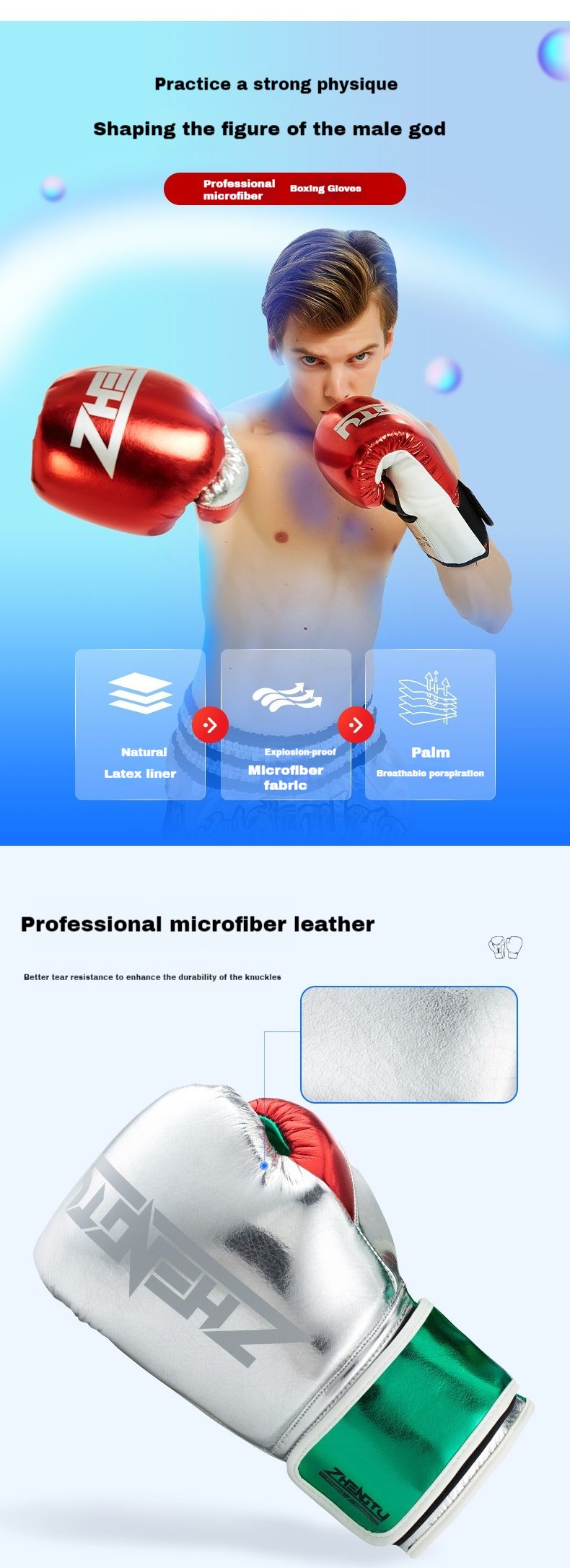 Gants de boxe en microfibre pour adultes pour compétitions professionnelles, doublure intérieure en latex, gants d'entraînement et de fitness en cuir brillant_voghion.com