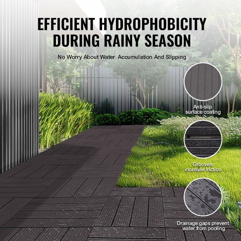 12x12 Waterproof Deck Dark For Porch Pack Interlocking Tiles 36 Brown_voghion.com