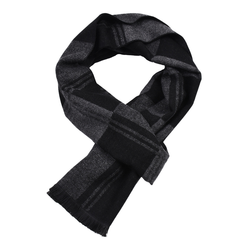 2022 New checkered scarf with double-sided imitation cashmere for autumn and winter warmth, men's shawl_voghion.com