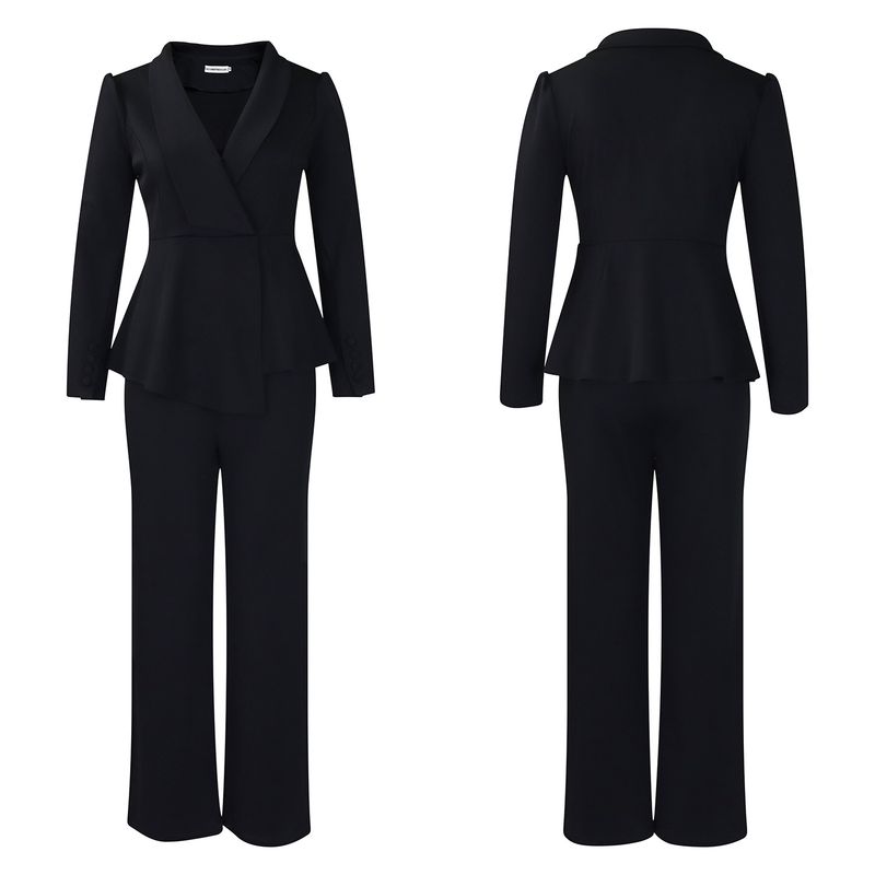 Vêtements pour femmes, nouvelle mode féminine, tempérament élégant, haut à volants à manches longues, pantalon large_voghion.com