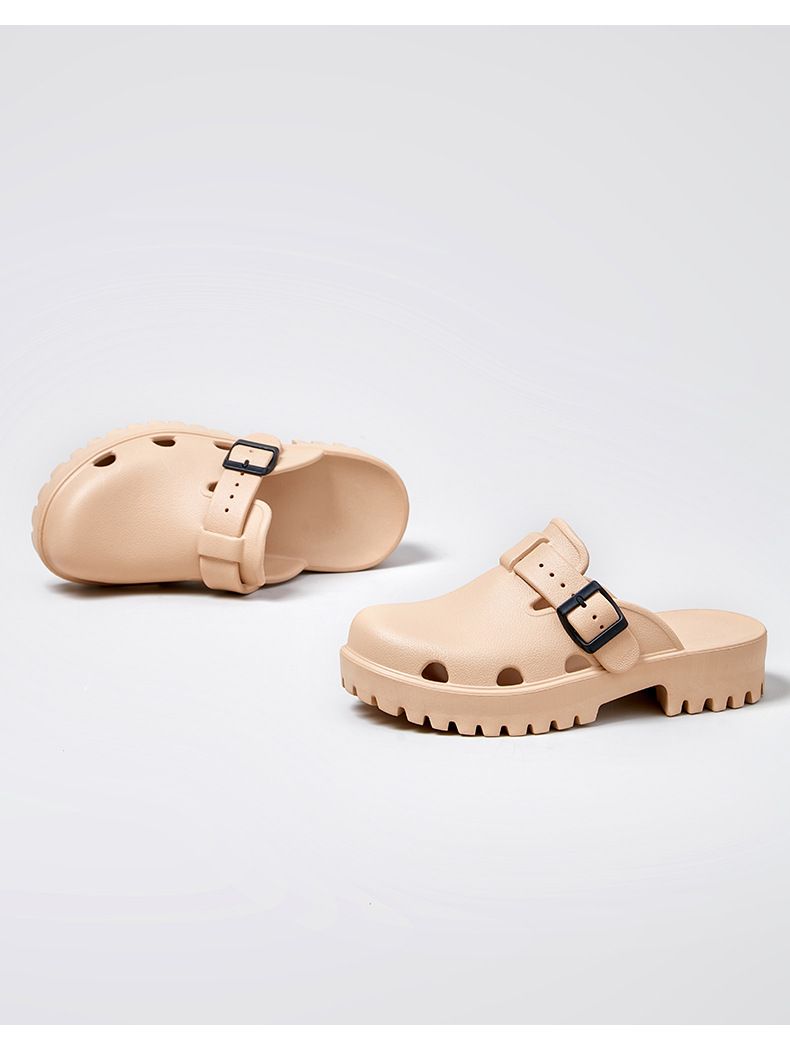 Cross border same style Baotou thick soled half slippers 2024 summer new fashion casual home outdoor versatile beach slippers_voghion.com