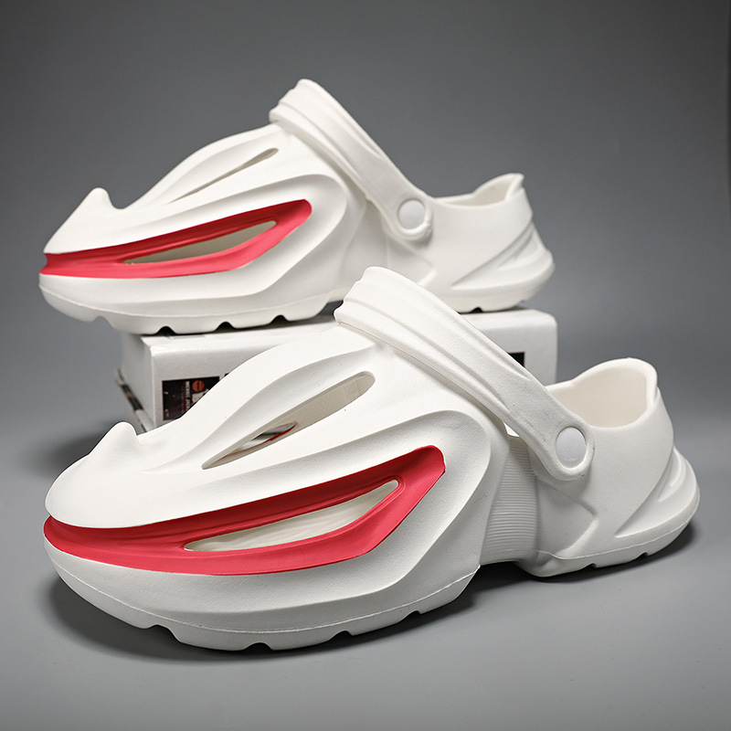 Chaussures à trous à bec de requin avec une sensation de marcher sur les excréments, chaussures d'été augmentant la hauteur des hommes de plage à semelles souples,_voghion.com