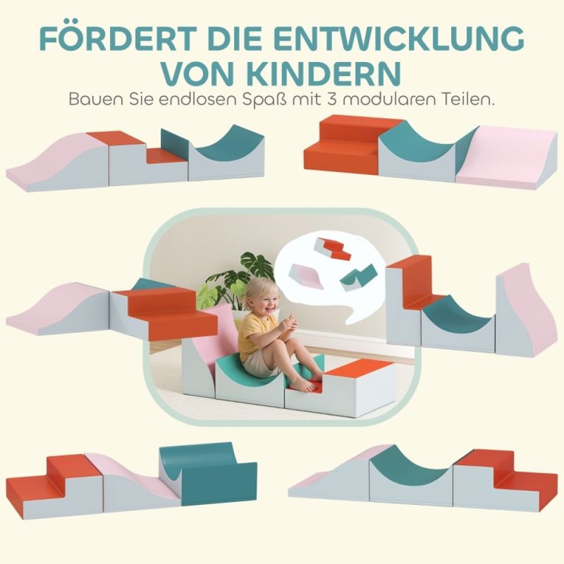 3 pezzi Kletter- und Krabbelset per piccoli bambini, Kunstleder, Schaumstoff, Hellgrau_voghion.com
