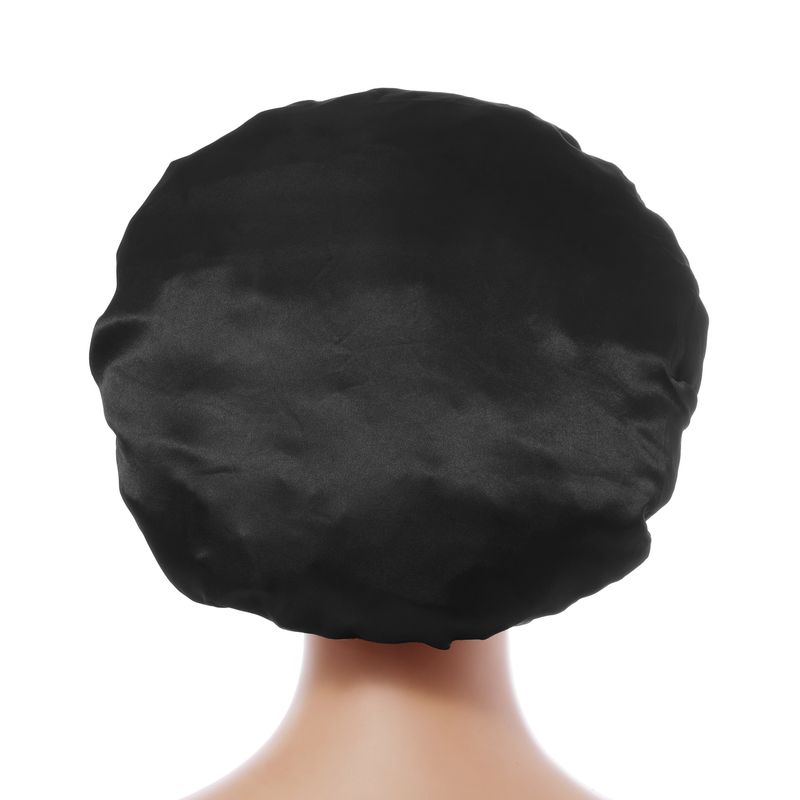 Cuffia da doccia a tesa larga monostrato - Protezione per capelli foderata in raso da 32 cm con elastico alto per donna_voghion.com