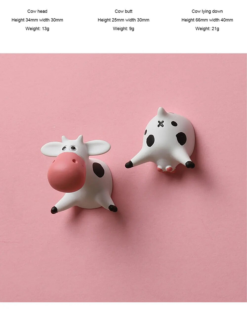 Pegatinas para refrigerador de vaca tumbadas boca abajo dibujos animados lindos imanes de resina tridimensionales 3D diseño artístico creativo Cocina_voghion.com