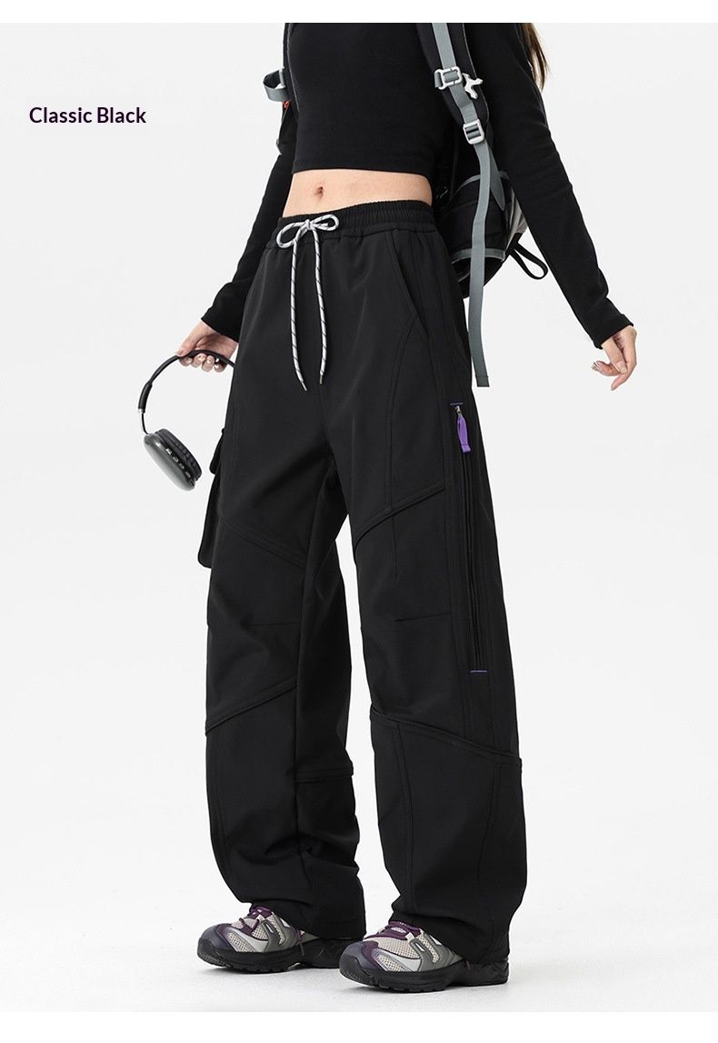 Pantalon cargo fonctionnel imperméable et chaud pour homme, doublé polaire, coupe ample et décontractée, style hivernal, tendance et chaud, à jambes droites et larges._voghion.com