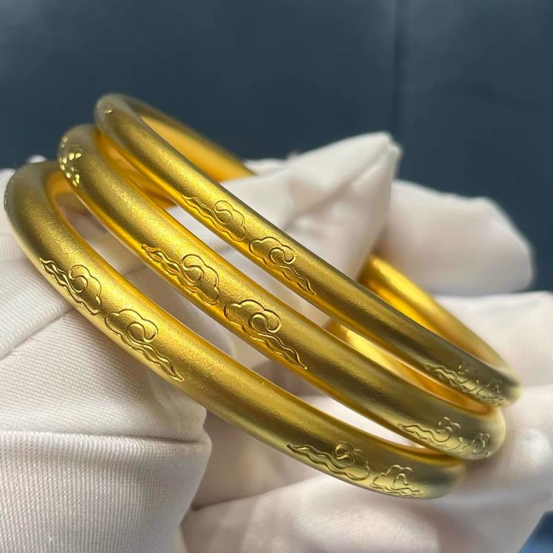 Vietnam sabbia oro antica legge eredità Xiangyun braccialetto ottone placcato oro cerchio mantra solido semplice anello braccialetto gioielli_voghion.com