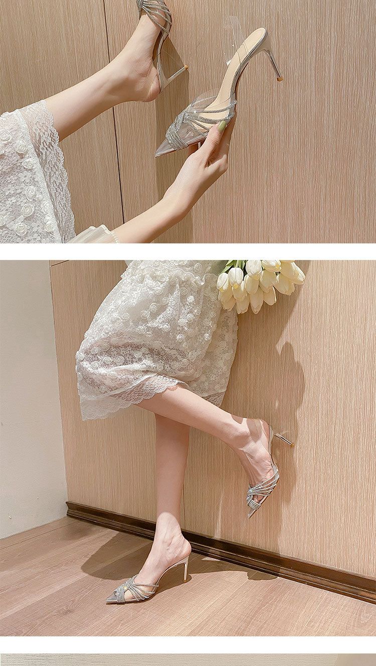 Dammen Schongschnürsenkel Diamant Strass transparent Sandalen Dammen all-passend Héichhieler_voghion.com