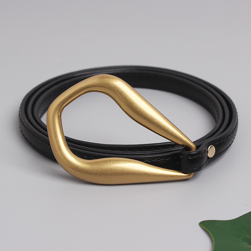 Ceinture fine en cuir véritable pour femmes, nouvelle boucle en fer à cheval, costume décoratif coréen polyvalent, manteau, robe pull, à la mode et simple, nouvelle collection_voghion.com