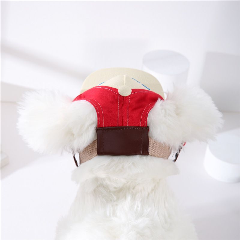 Cappello da baseball con becco d'anatra, in tela, con orecchie da animale domestico, per cani, orsacchiotto e barboncino_voghion.com