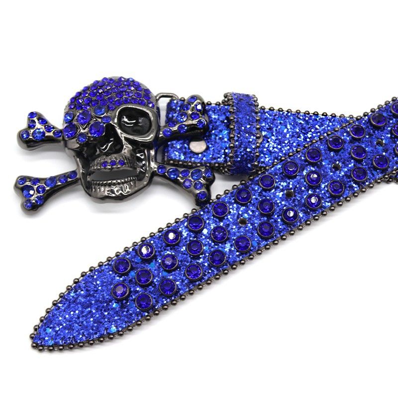 Guandžou skeleta galvas vīriešu spīdīga rhinestone josta hiphopa pankroka personalizēta mode_voghion.com