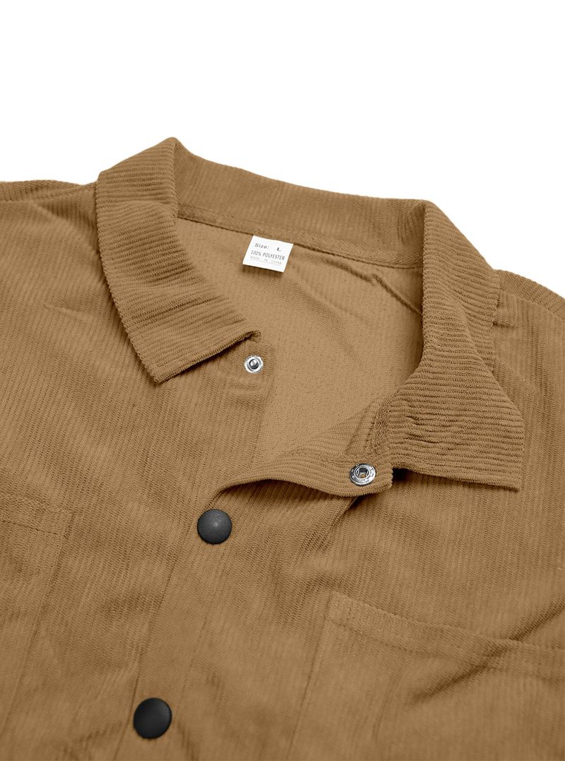 Lässige einfarbige Cord-Cardiganjacke mit Knöpfen, europäische und amerikanische Strickjacke_voghion.com