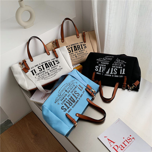 Yogodlns Mode Canvas Handtas en Portemonnee Vrouwelijke Schoudertas met grote capaciteit Letter Design Crossbody Tas Casual Totes Bag Bolsa_voghion.com