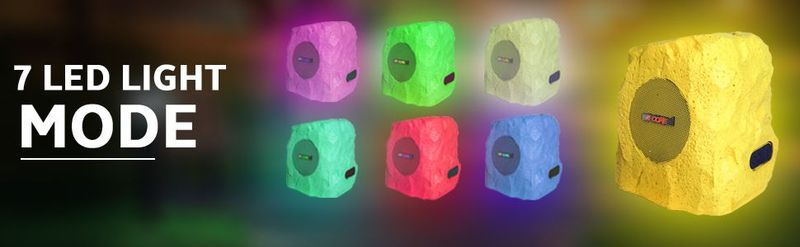 5 Core Rock Speaker Outdoor Waterproof Bluetooth Garden Speakers Solar & USB Charging RGB Colors For Patio Pool & Home_voghion.com