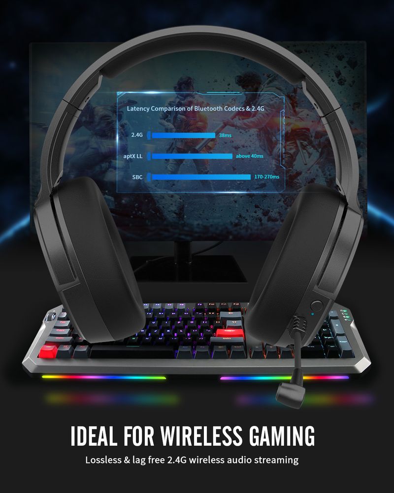 Cuffie da gioco wireless BW02 con doppia modalità 2.4G e Bluetooth, suono stereo, cuscinetti auricolari morbidi in proteine per giochi multipiattaforma_voghion.com