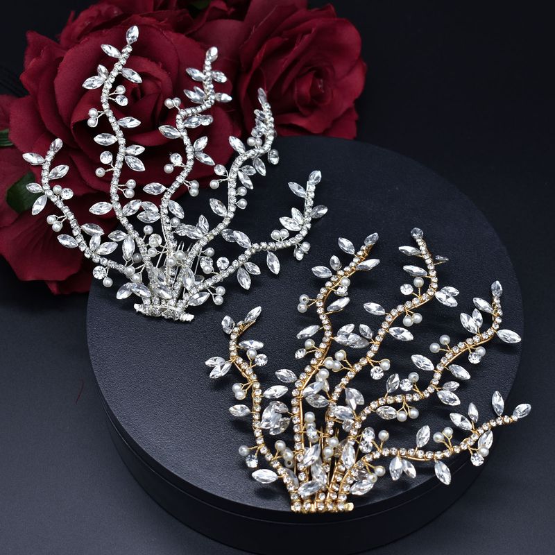 Haarkamm, Kopfschmuck, Braut, handgefertigt, Strass, Perlen, Haarkamm, Frisur, weiches Haar, Zubehör für Hochzeitskleider_voghion.com