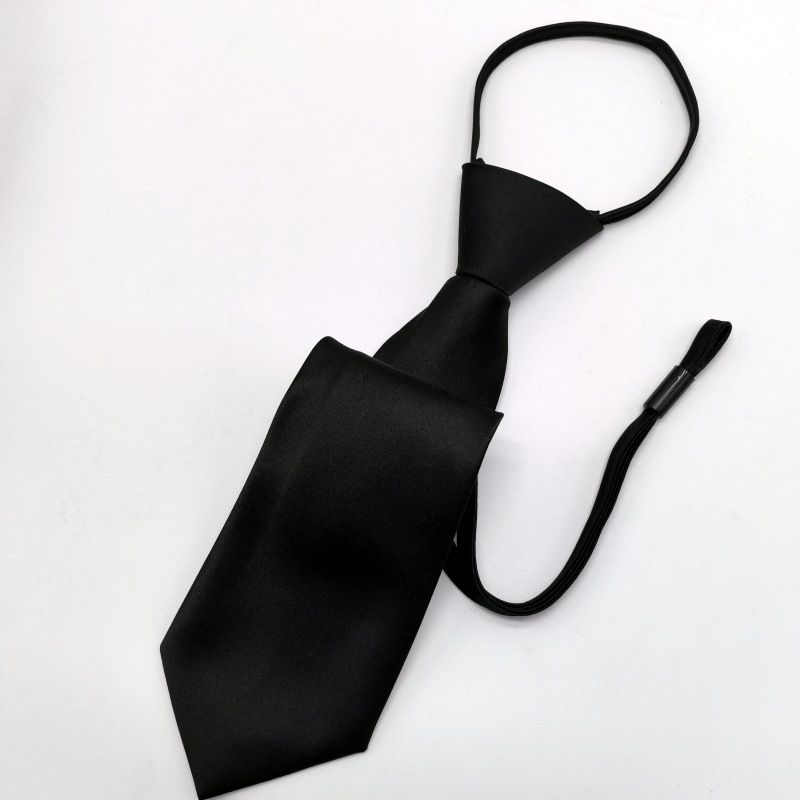 Cravatta nera da donna alla moda, senza nodo, versione stretta, per studenti, blu navy, tinta unita, rossa_voghion.com