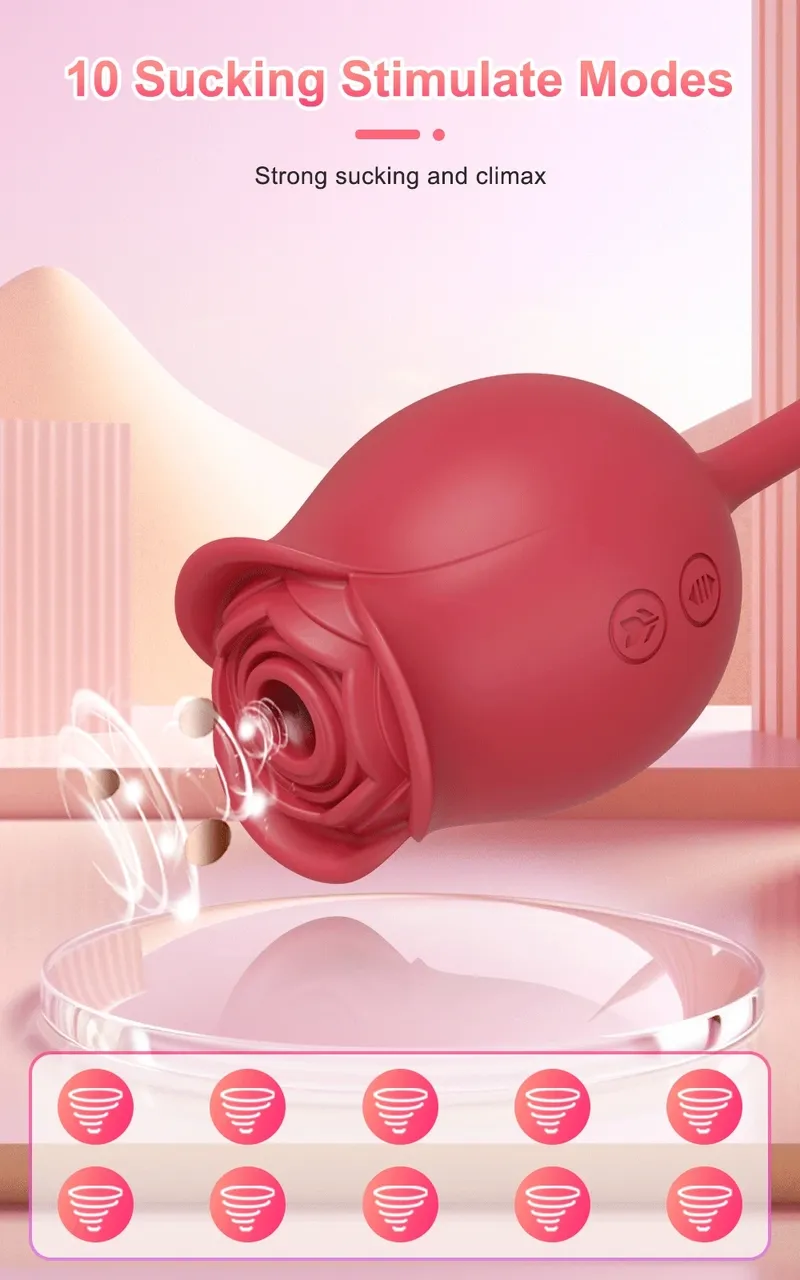 Vibromasseur à succion de rose pour femme, gode à poussée, succion de tétons, stimulateur de clitoris, œuf vibrant féminin, jouets sexuels pour adultes_voghion.com