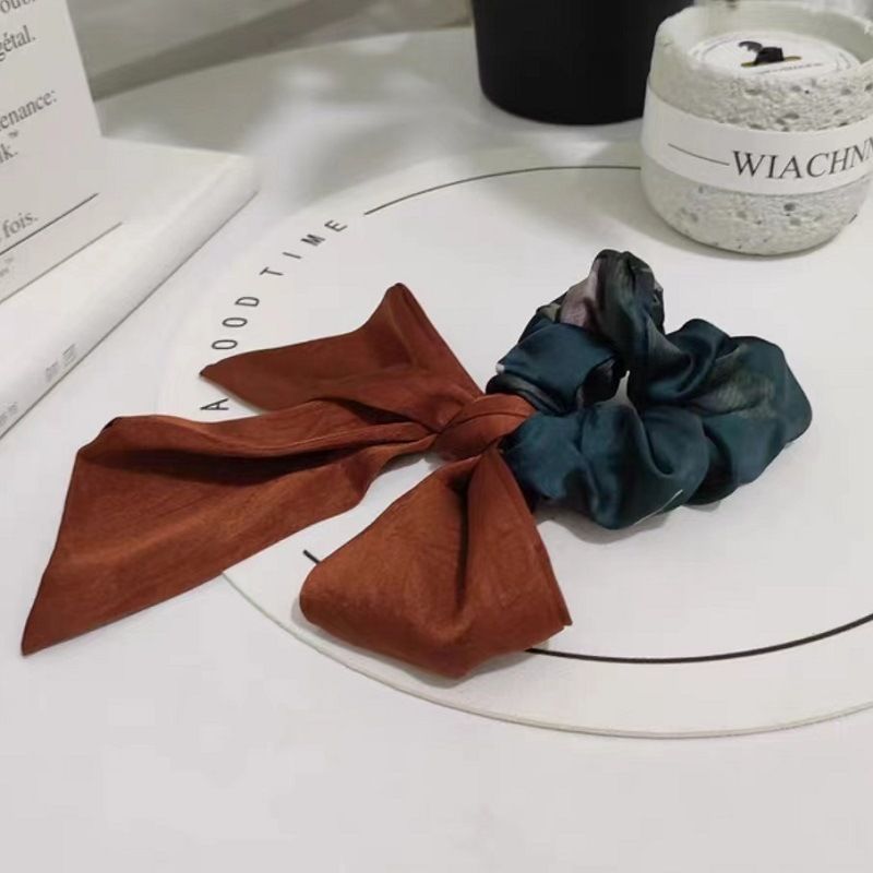 New Floral Bow, Ribbon, Large Intestine Women's Korean Version Ponytail Headband, High Elasticity Meatball Headband_voghion.com