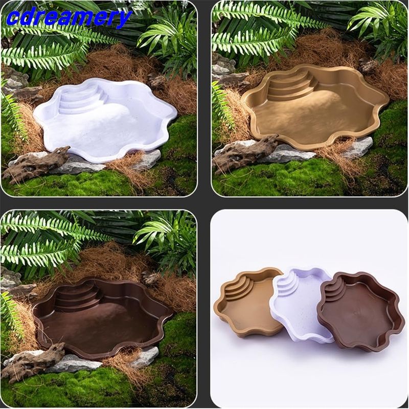 Aquatische Klettern Haustier Schildkröte Bad Pool Reptil Fütterung Gericht Wasser Topf Landschaft Aquarium Dekoration Schildkröte Lebensraum_voghion.com
