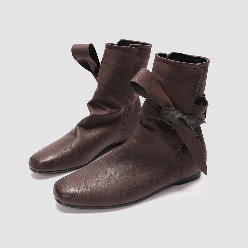 Unique Design Bow Women's Flat Short Slim Lace-up Martin Boots 2025 Fall And Winter New Fashion Leisure Versatile Wearing Comfortable_voghion.com