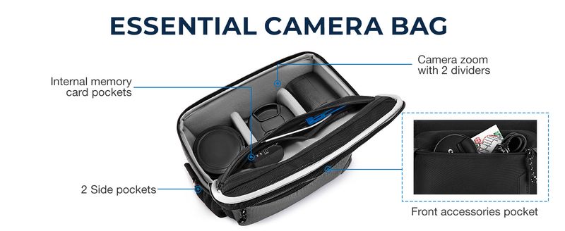 BagSmart Camera Bag With Tripod Holder Compact Photographer Shoulder Bags For DSLR SLR Waterproof Crossbody Cameras Case_voghion.com
